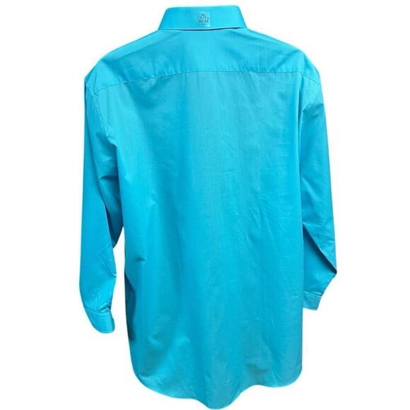 JF J. Ferrari Dress Shirt Turquoise Slim XL 17-17 1/2 Button Up Front Collared - Picture 6 of 11